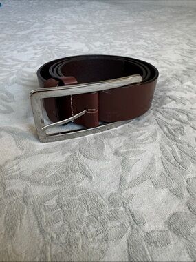 Banana Republic Dark Brown Genuine Italian Leather Belt with Silver Buckle